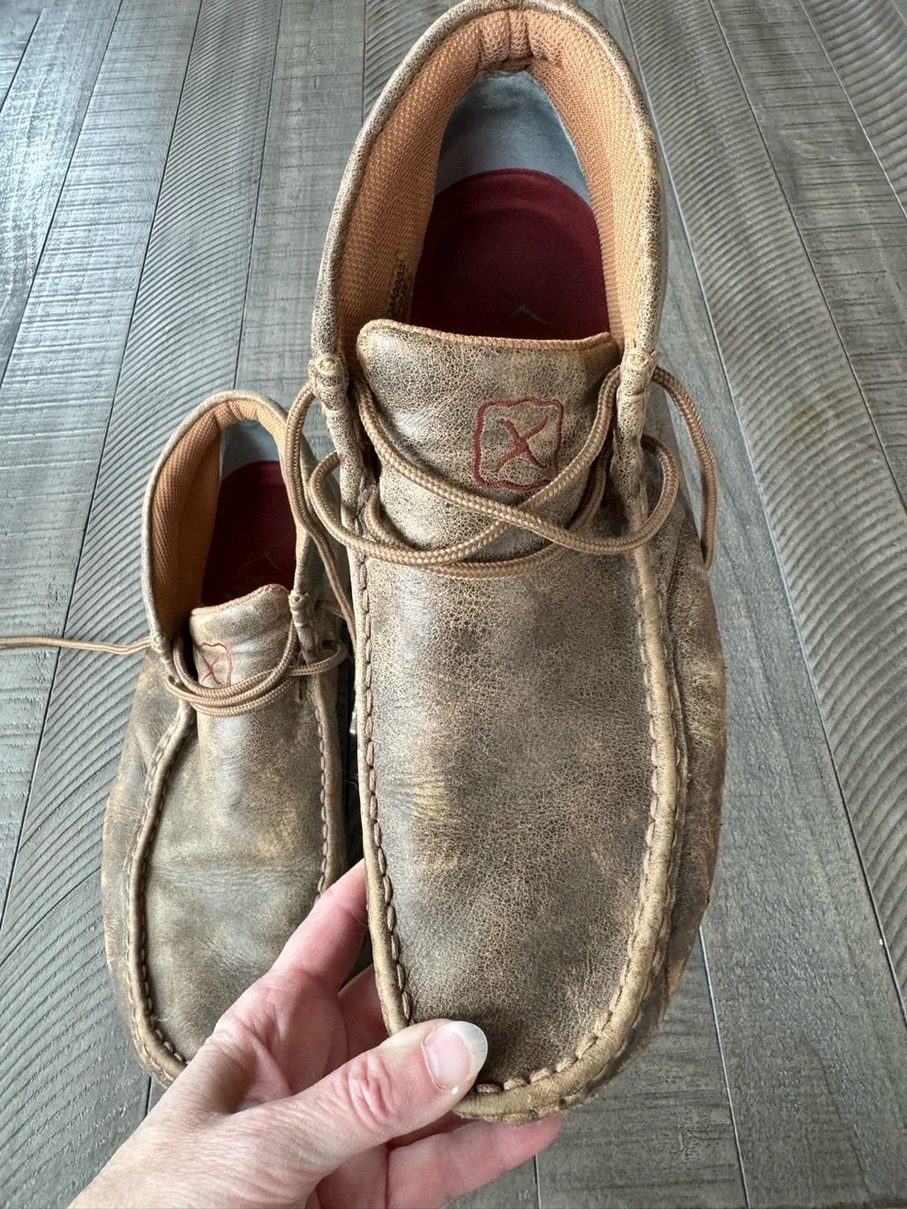 Twisted X Driving Leather Moccasin Chukka Distressed Boots Men’s Size 10.5